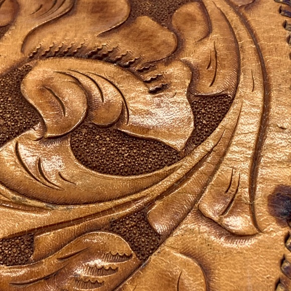 Leather Remnant Hand-tooled Cowboy - Picture 2 of 8
